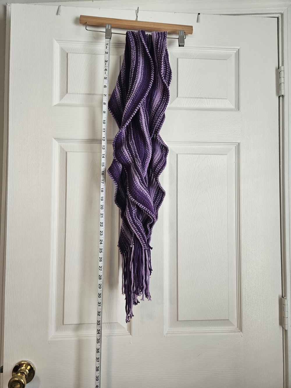 Purple Wavy Knit Scarf
